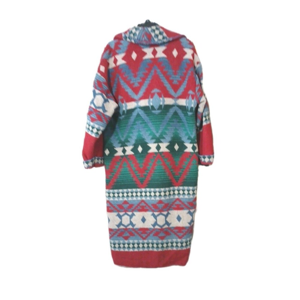 Vintage Circle T Blanket Coat Wool Blend Multi Southwestern Aztec Women Small - Picture 8 of 12